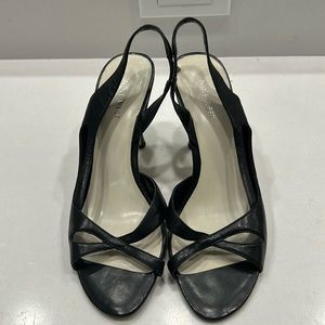 Nine West Black Leather Open Toe